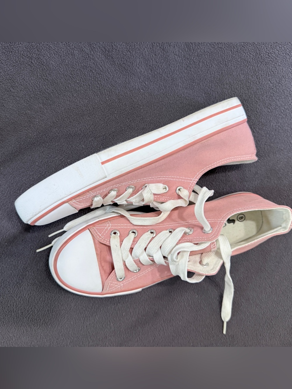 Soleao Pink Low Top Canvas Lace Up Sneakers - Picture 2 of 3